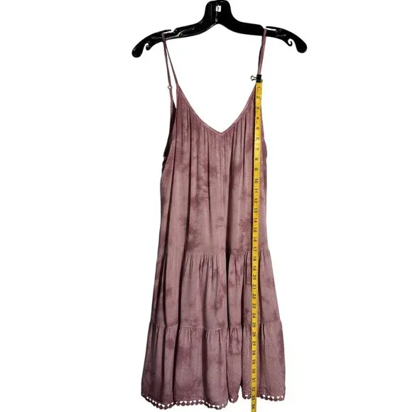 Raviya Tie-Dye Mauve Tiered Mini Dress With Adjustable Straps - Picture 5 of 10